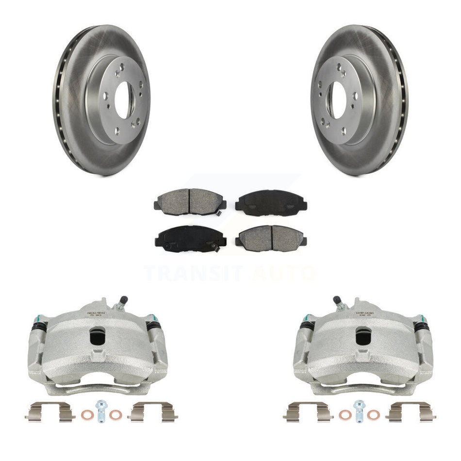 Front Disc Brake Caliper Coated Rotors And Semi-Metallic Pads Kit For Honda Civic KCG-100520S