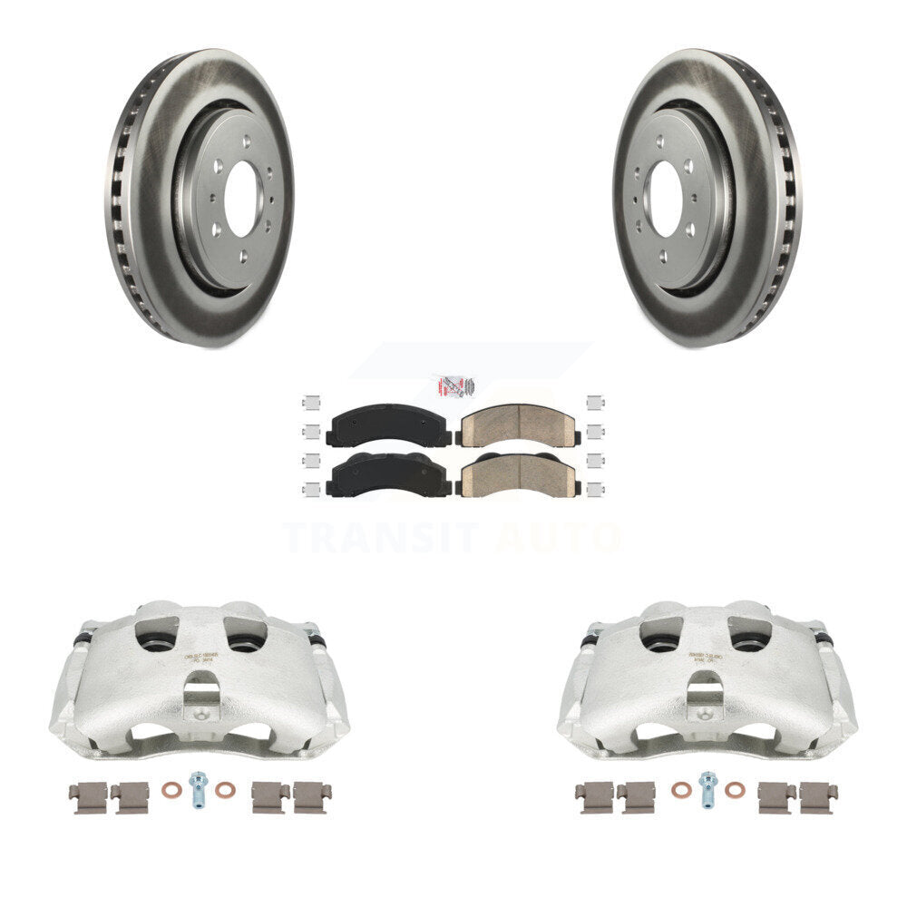 Front Disc Brake Caliper Coated Rotors And Ceramic Pads Kit For Ford F-150 KCG-100521N by Transit Auto