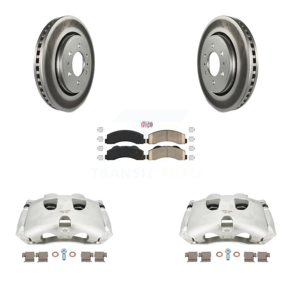 Front Disc Brake Caliper Coated Rotors And Ceramic Pads Kit For Ford F-150 KCG-100521N by Transit Auto