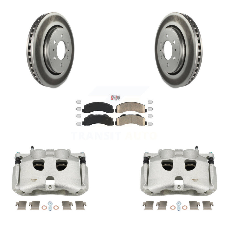 Front Disc Brake Caliper Coated Rotors And Ceramic Pads Kit For Ford F-150 KCG-100521N