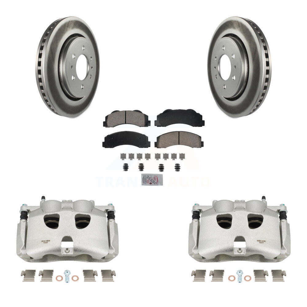 Front Disc Brake Caliper Coated Rotors And Ceramic Pads Kit For Ford F-150 KCG-100522N