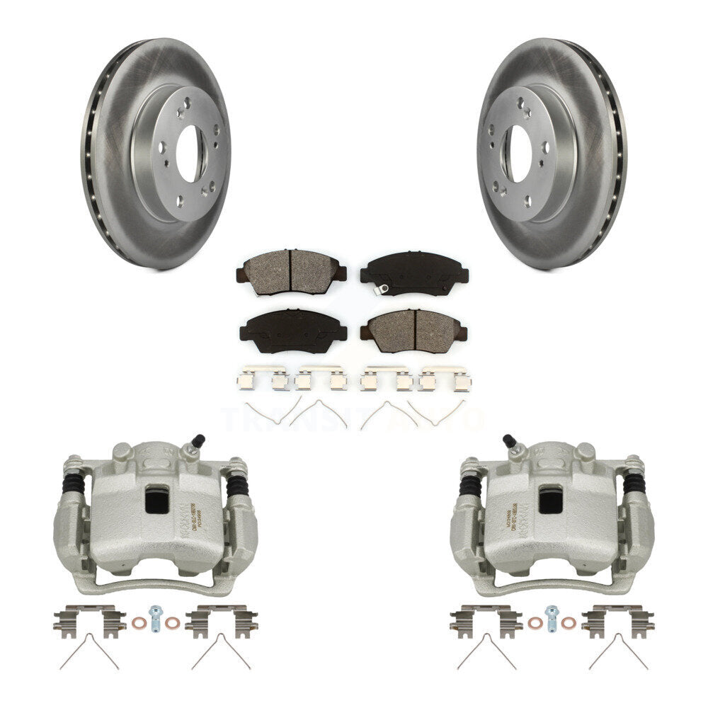 Front Disc Brake Caliper Coated Rotors And Semi-Metallic Pads Kit For Honda Civic KCG-100522S