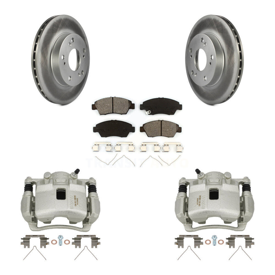 Front Disc Brake Caliper Coated Rotors And Semi-Metallic Pads Kit For Honda Civic KCG-100522S