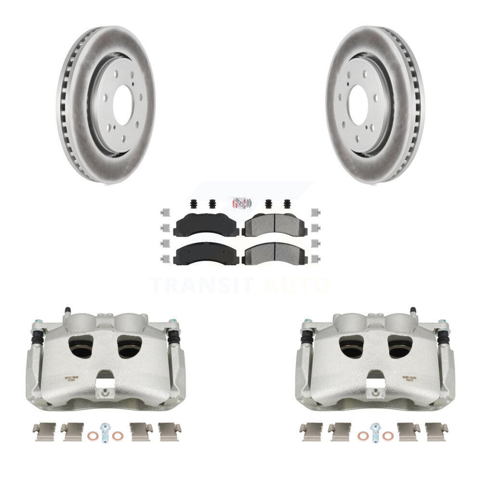 Front Disc Brake Caliper Coated Rotors And Semi-Metallic Pads Kit For 2012-2014 Ford F-150 With 7 Lug Wheels KCG-100523N