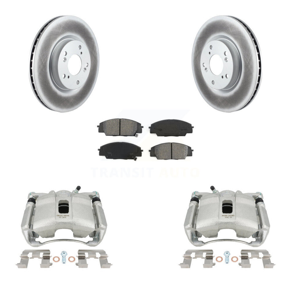 Front Disc Brake Caliper Coat Rotor Semi-Metallic Pad Kit For 2007-2010 Acura CSX Type-S KCG-100523S