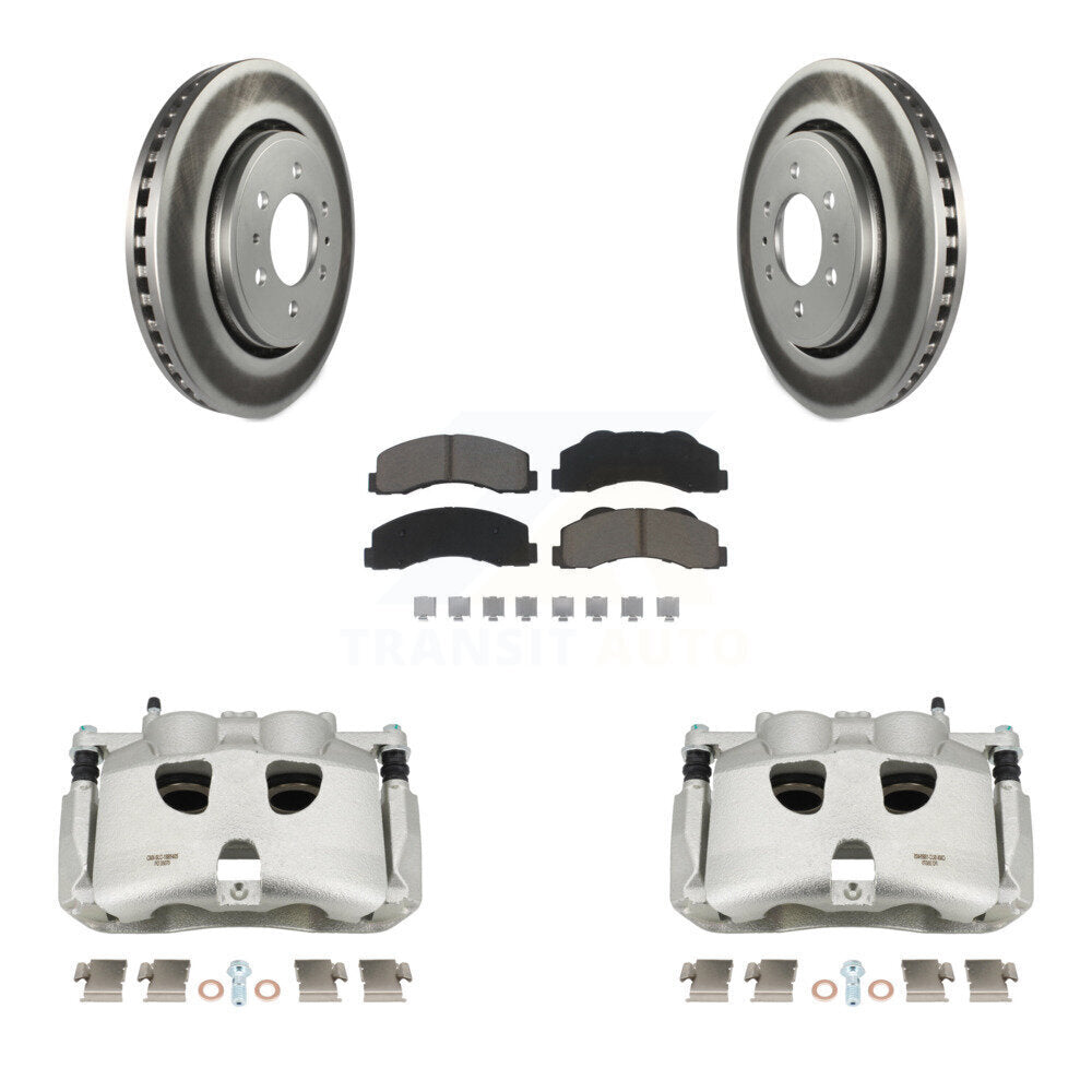 Front Disc Brake Caliper Coated Rotors And Ceramic Pads Kit For Ford F-150 KCG-100525C