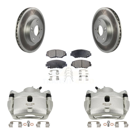 Front Brake Caliper Coat Rotors & Semi-Metallic Pad Kit For Honda Civic Accord Fit Acura KCG-100525P