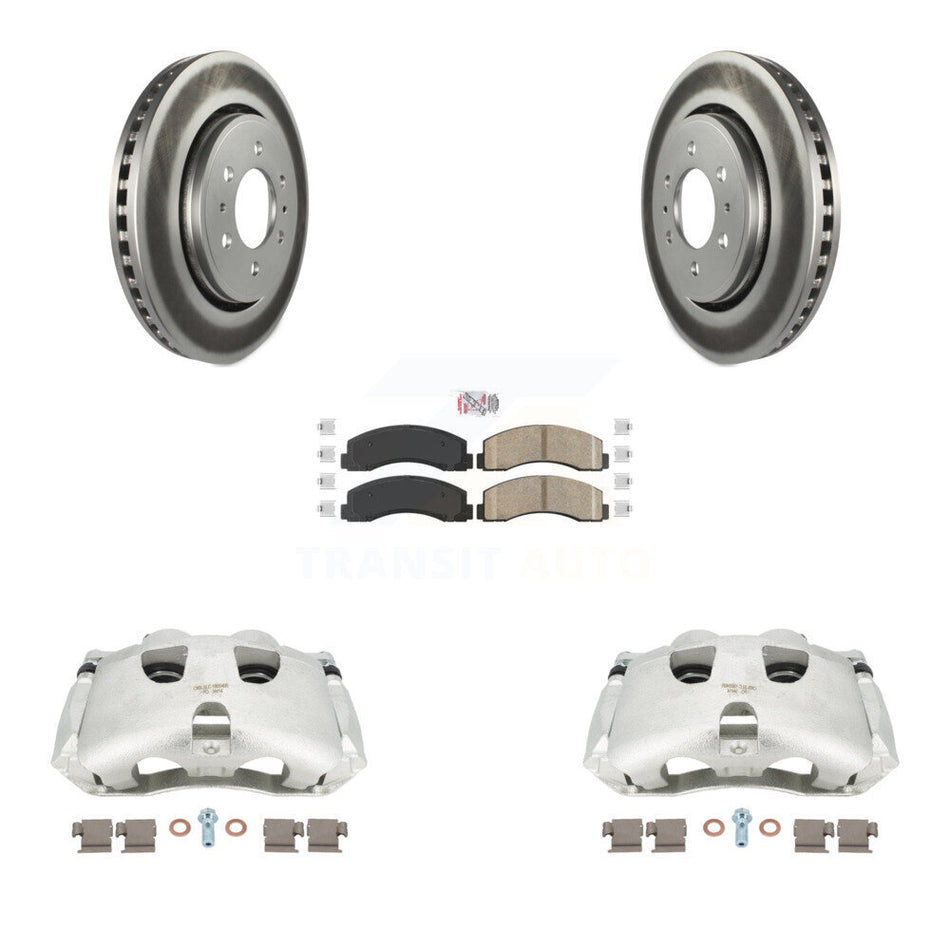 Front Disc Brake Caliper Coated Rotors And Ceramic Pads Kit For 2018-2020 Ford F-150 KCG-100527N by Transit Auto