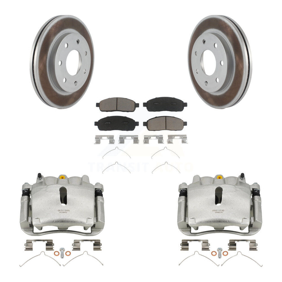 Front Disc Brake Caliper Coat Rotor & Ceramic Pad Kit For Ford F-150 Lincoln Mark LT 4WD KCG-100528C