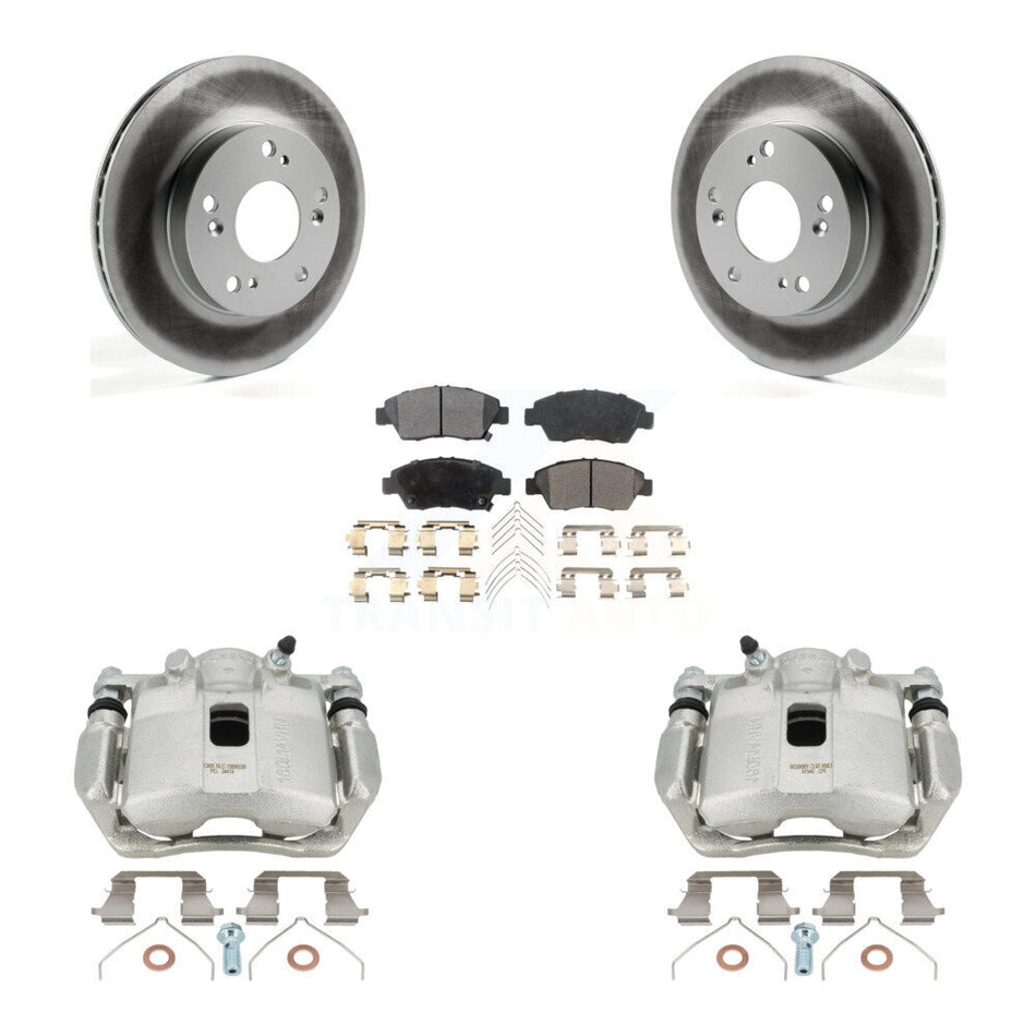 Front Disc Brake Caliper Coat Rotors And Semi-Metallic Pad Kit For Honda Civic Acura ILX KCG-100529P