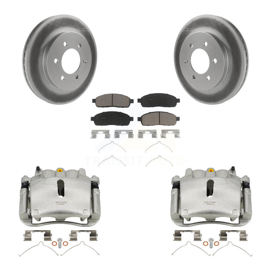 Front Disc Brake Caliper Coat Rotor & Ceramic Pad Kit For Ford F-150 Lincoln Mark LT 4WD KCG-100530C