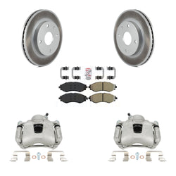 Front Disc Brake Caliper Coated Rotors And Semi-Metallic Pads Kit For Suzuki Forenza Reno Chevrolet Optra KCG-100530N