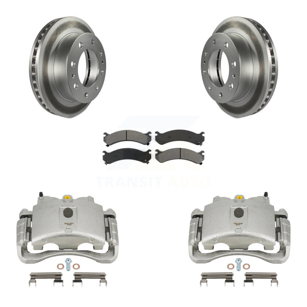 Front Brake Caliper Coat Rotor Semi-Metallic Pad Kit For GMC Chevrolet Sierra 2500 HD H2 KCG-100530S