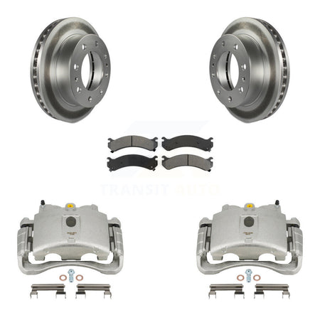 Front Brake Caliper Coat Rotor Semi-Metallic Pad Kit For GMC Chevrolet Sierra 2500 HD H2 KCG-100530S
