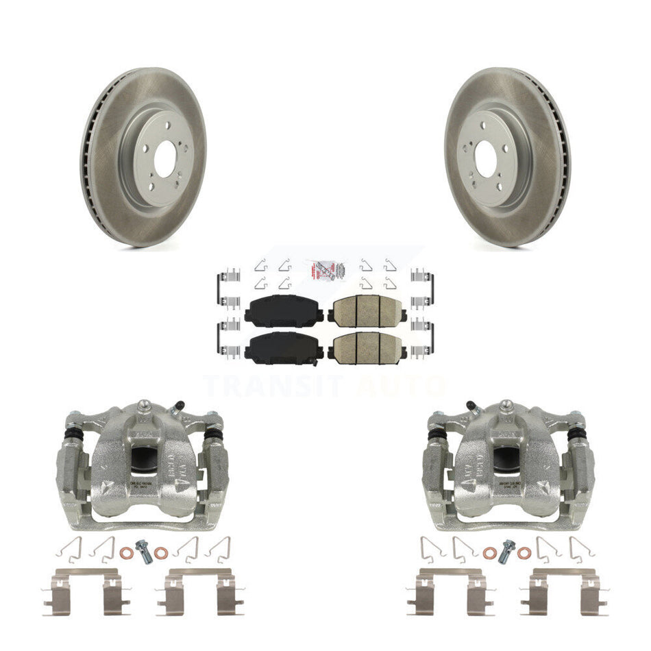 Front Disc Brake Caliper Coated Rotors And Ceramic Pads Kit For Honda CR-V KCG-100532N by Transit Auto