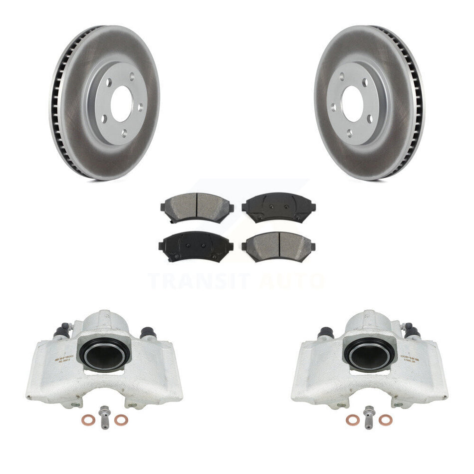 Front Disc Brake Caliper Coated Rotors And Semi-Metallic Pads Kit For Cadillac DeVille KCG-100532S