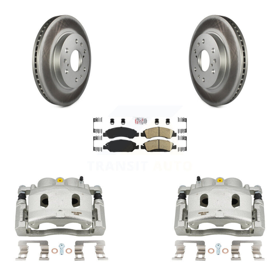 Front Brake Caliper Coat Rotors Ceramic Pad Kit For 15-19 Cadillac XTS With 6 Lug Wheels KCG-100533N