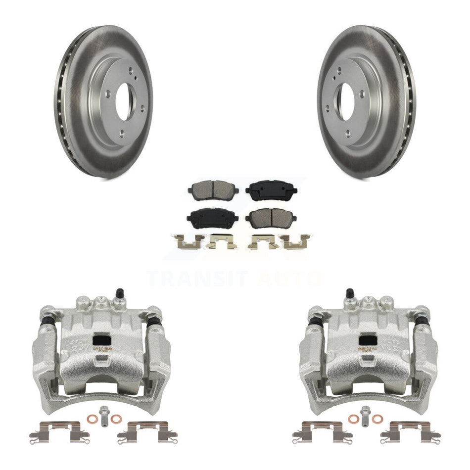 Front Disc Brake Caliper Coated Rotors And Semi-Metallic Pads Kit For Ford Fiesta KCG-100533S