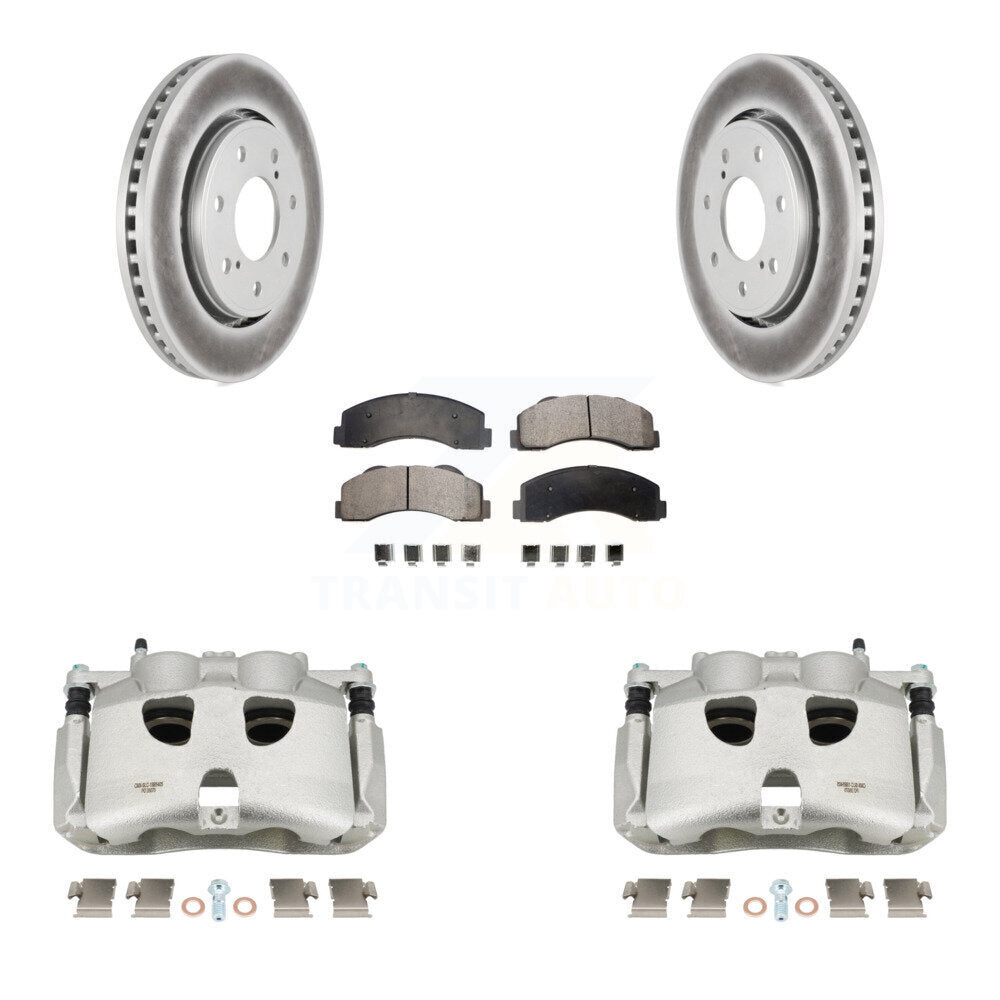 Front Brake Caliper Coat Rotors & Ceramic Pad Kit For 12-14 Ford F-150 With 7 Lug Wheels KCG-100533T