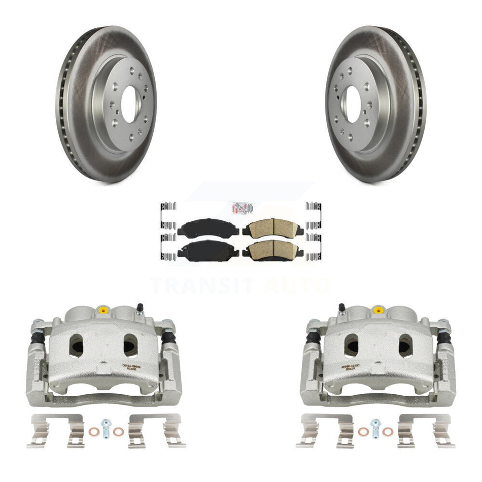 Front Brake Caliper Coat Rotors Ceramic Pad Kit For 15-19 Cadillac XTS With 6 Lug Wheels KCG-100534N