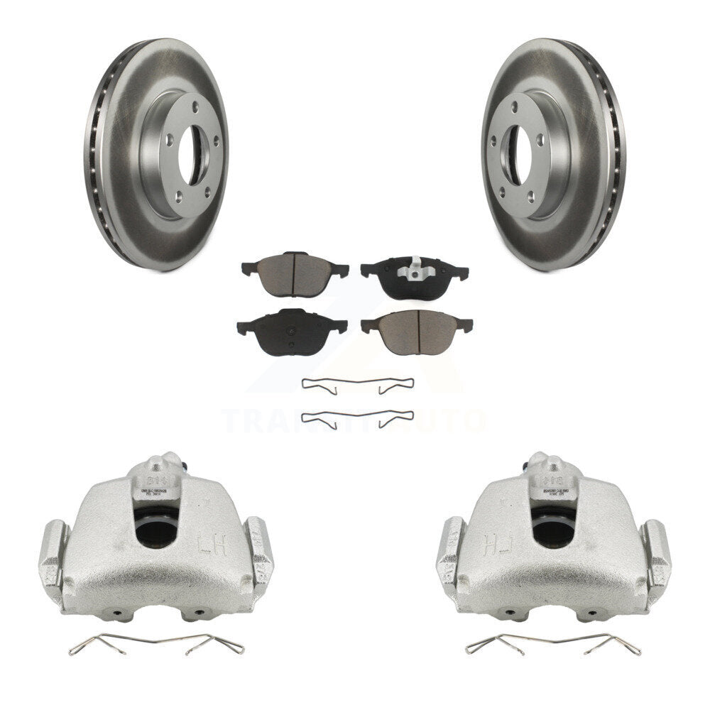 Front Disc Brake Caliper Coated Rotors And Ceramic Pads Kit For Mazda 3 Sport KCG-100535C