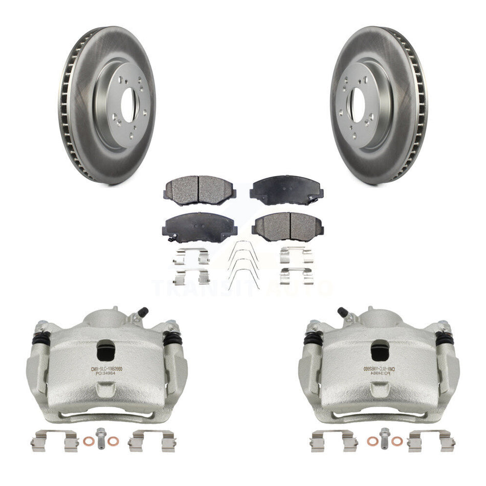 Front Disc Brake Caliper Coated Rotors And Semi-Metallic Pads Kit For Honda Civic KCG-100535P