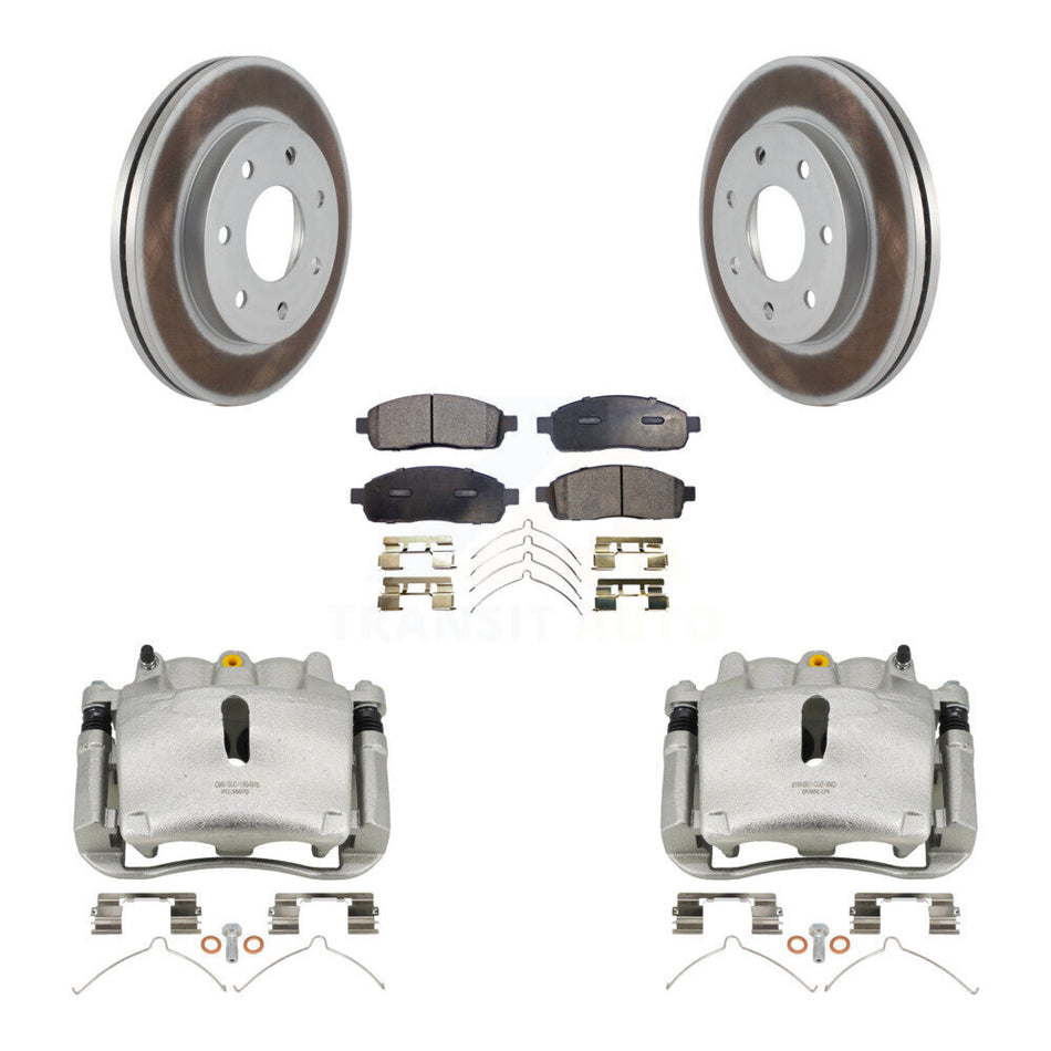 Front Disc Brake Caliper Coat Rotor & Ceramic Pad Kit For Ford F-150 Lincoln Mark LT 4WD KCG-100535T