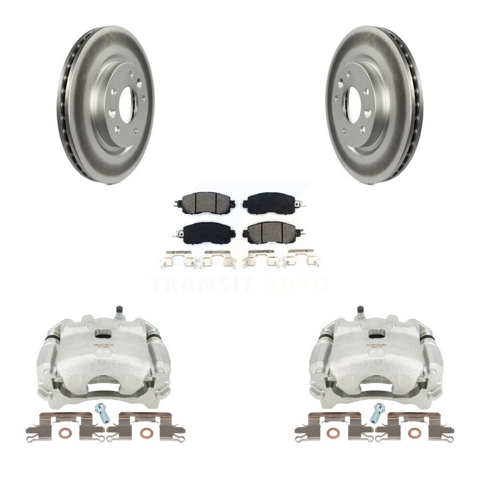 Front Disc Brake Caliper Coated Rotors And Semi-Metallic Pads Kit For Nissan LEAF KCG-100536S