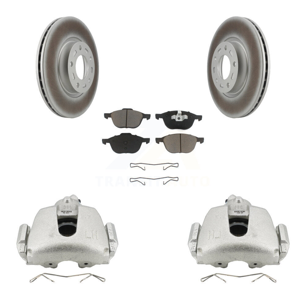 Front Brake Caliper Coat Rotors & Ceramic Pad Kit For 2010 Mazda 3 Sport GS GT with 2.5L KCG-100537C