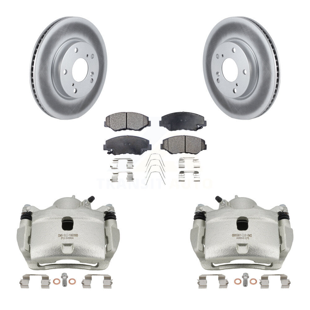 Front Disc Brake Caliper Coated Rotors And Semi-Metallic Pads Kit For Honda Civic KCG-100537P