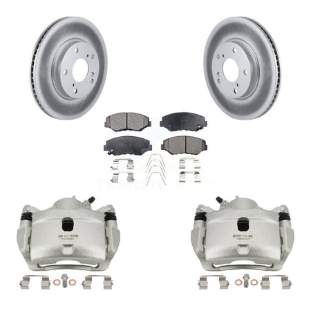 Front Disc Brake Caliper Coated Rotors And Semi-Metallic Pads Kit For Honda Civic KCG-100537P