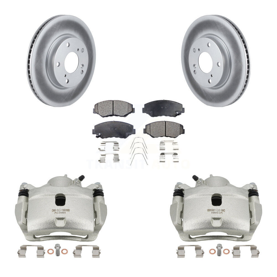 Front Disc Brake Caliper Coated Rotors And Semi-Metallic Pads Kit For Honda Civic KCG-100537P