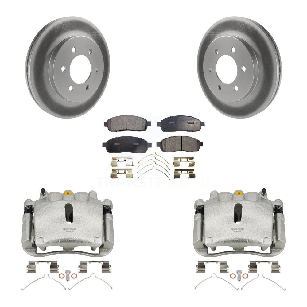 Front Disc Brake Caliper Coat Rotor & Ceramic Pad Kit For Ford F-150 Lincoln Mark LT 4WD KCG-100537T