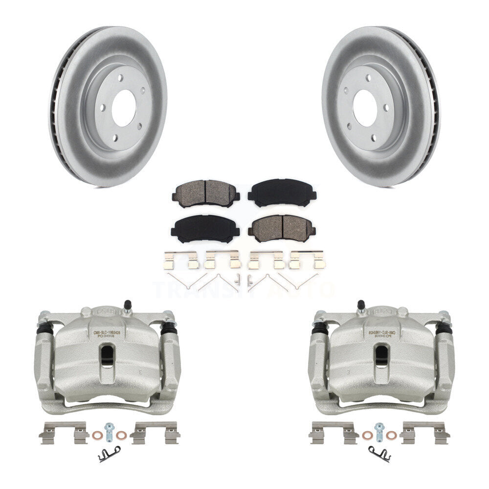 Front Disc Brake Caliper Coated Rotors And Semi-Metallic Pad Kit For Nissan Rogue Select KCG-100538S
