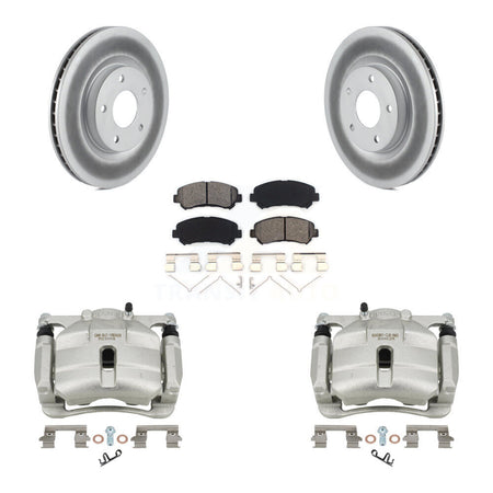Front Disc Brake Caliper Coated Rotors And Semi-Metallic Pad Kit For Nissan Rogue Select KCG-100538S