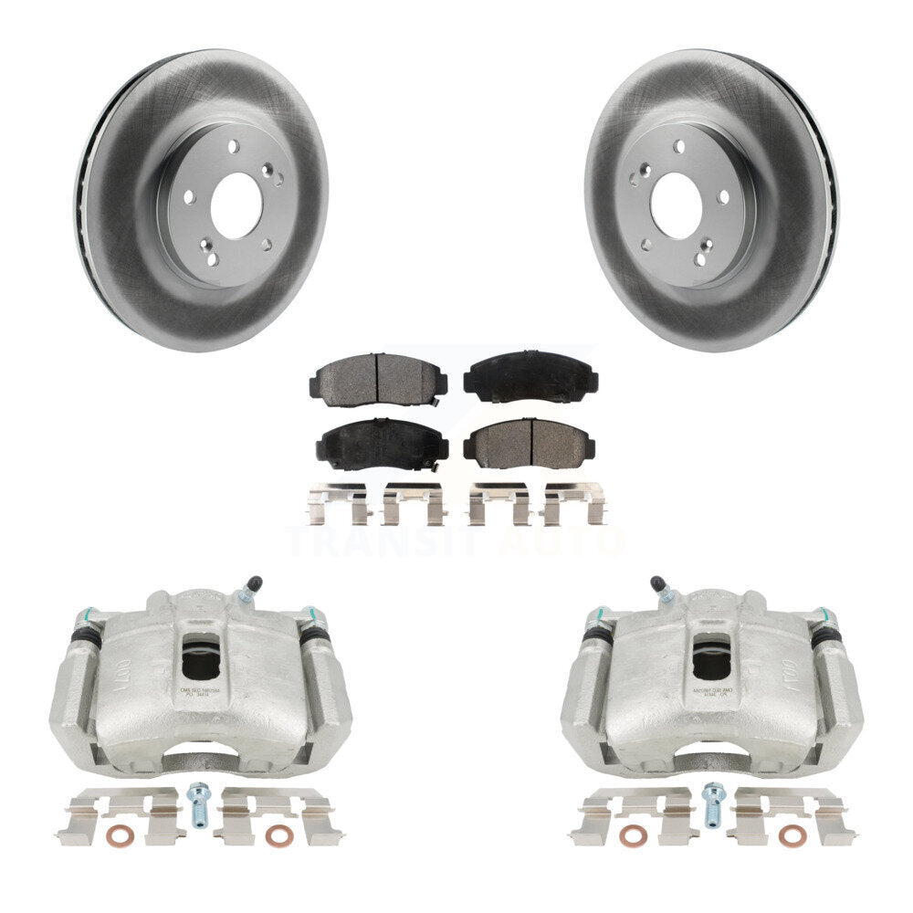 Front Brake Caliper Coat Rotors & Semi-Metallic Pad Kit For Honda Accord Acura TSX TL CL KCG-100539P