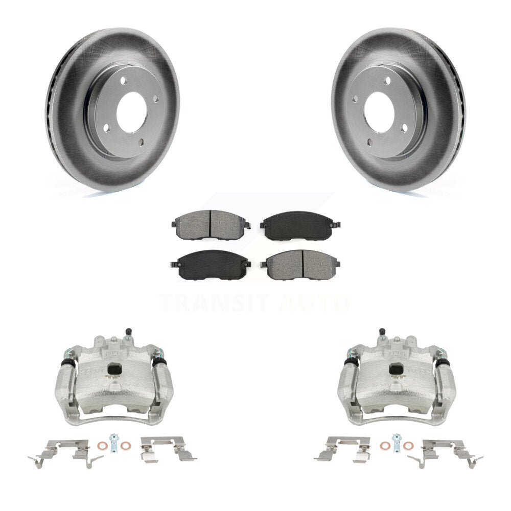 Front Disc Brake Caliper Coated Rotors And Semi-Metallic Pads Kit For Nissan Sentra KCG-100539S