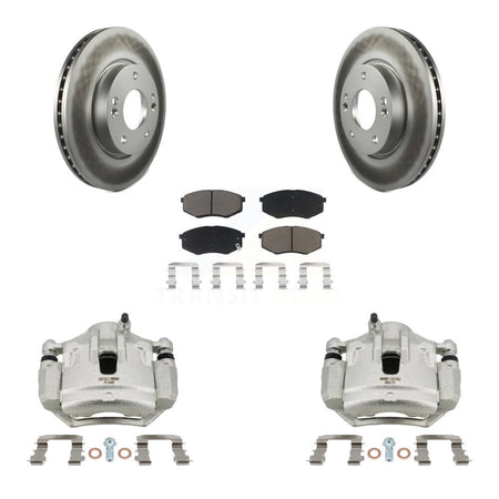 Front Disc Brake Caliper Coat Rotors Ceramic Pad Kit For Hyundai Tucson Kia Sportage FWD KCG-100540C