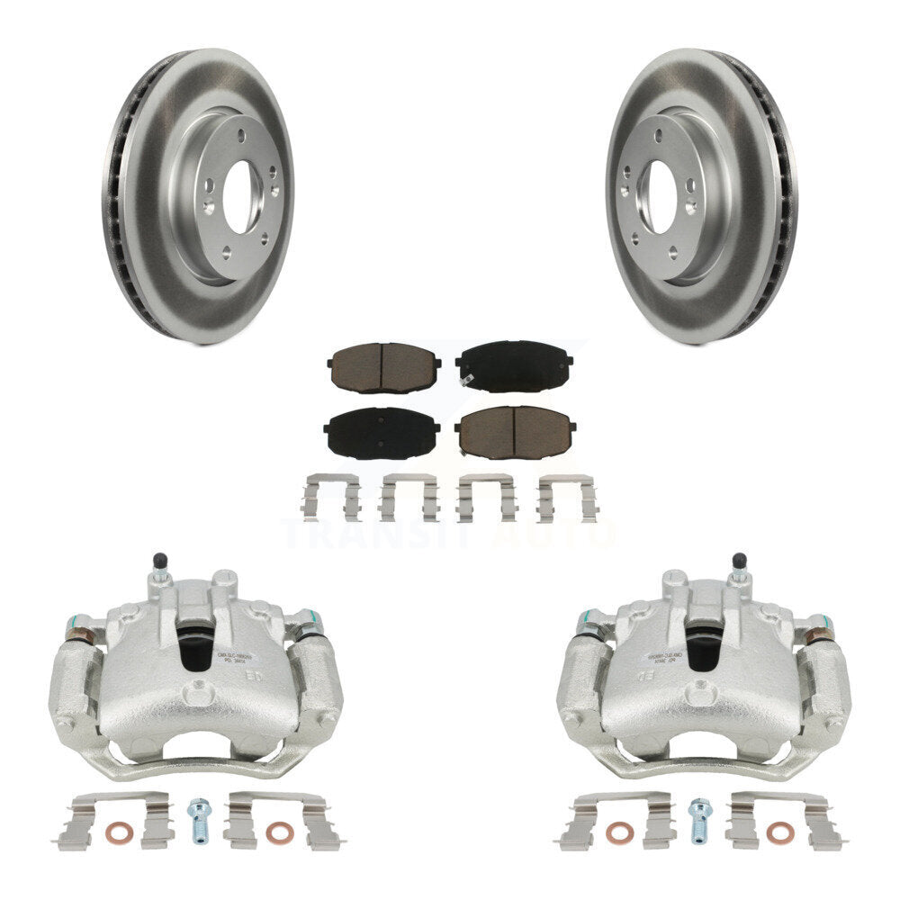 Front Disc Brake Caliper Coated Rotor And Ceramic Pad Kit For Kia Forte Koup Forte5 2.0L KCG-100541C
