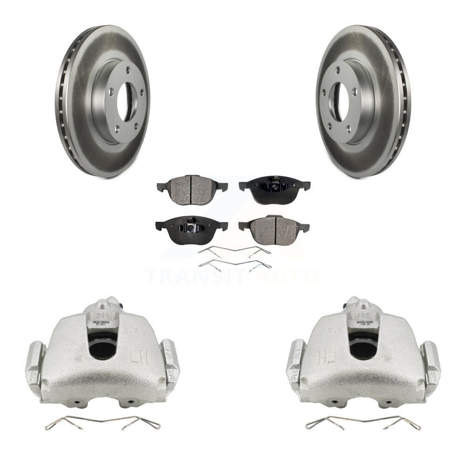 Front Disc Brake Caliper Coated Rotors And Ceramic Pads Kit For Mazda 3 Sport KCG-100542T