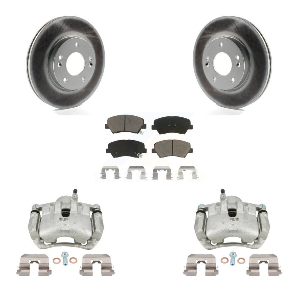 Front Brake Caliper Coat Rotor Ceramic Pad Kit For Hyundai Elantra GT Kia Forte Veloster KCG-100543C