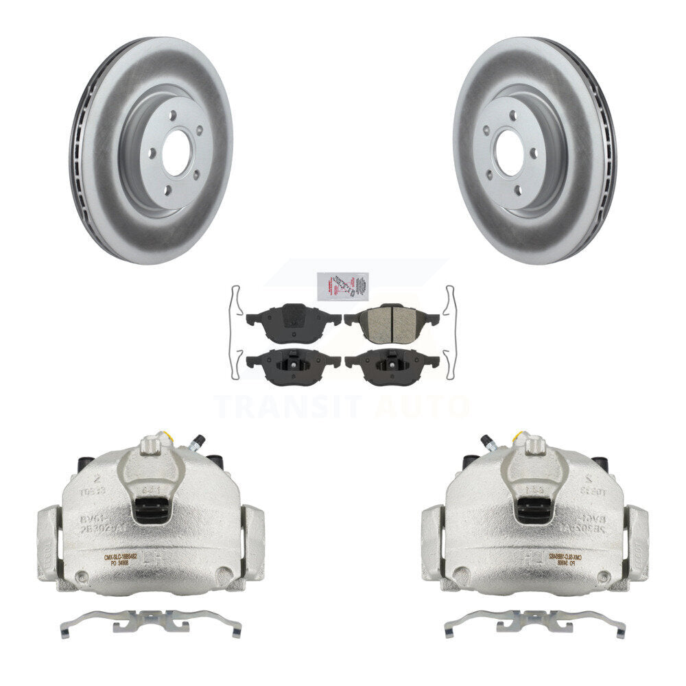 Front Disc Brake Caliper Coated Rotor And Semi-Metallic Pad Kit For Ford Transit Connect KCG-100544N