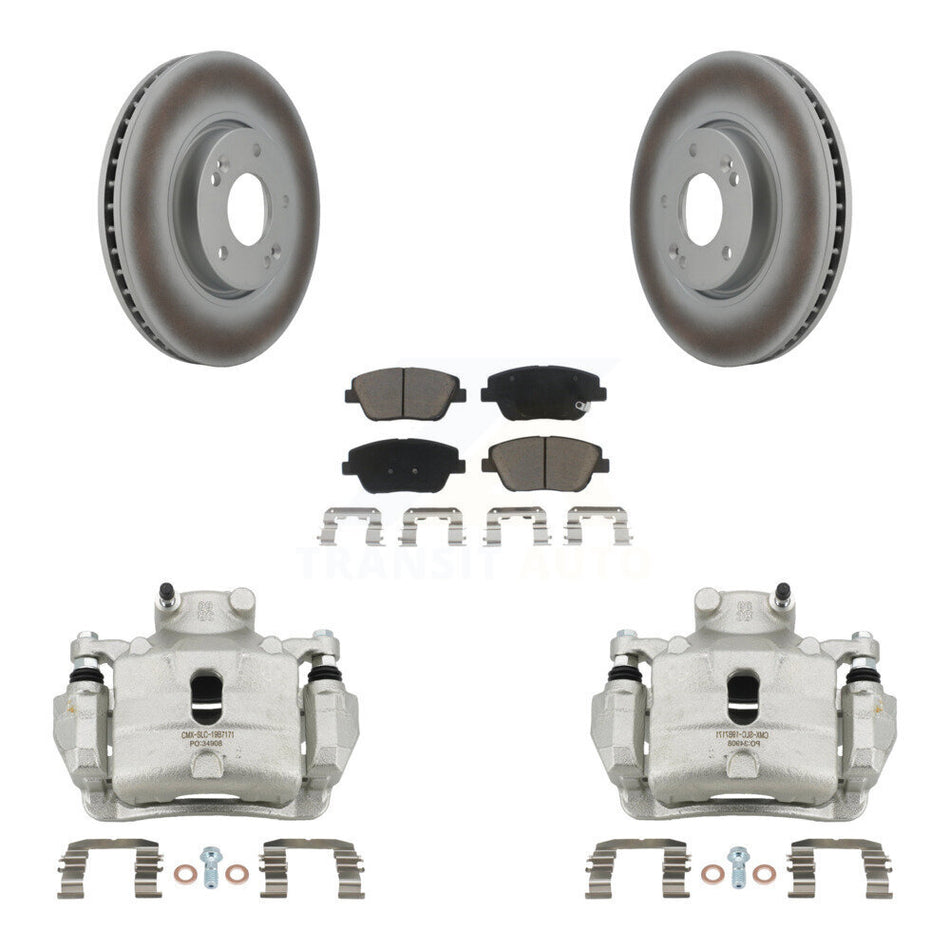 Front Disc Brake Caliper Coated Rotors And Ceramic Pads Kit For 2014 Hyundai Sonata 2.0L KCG-100545C