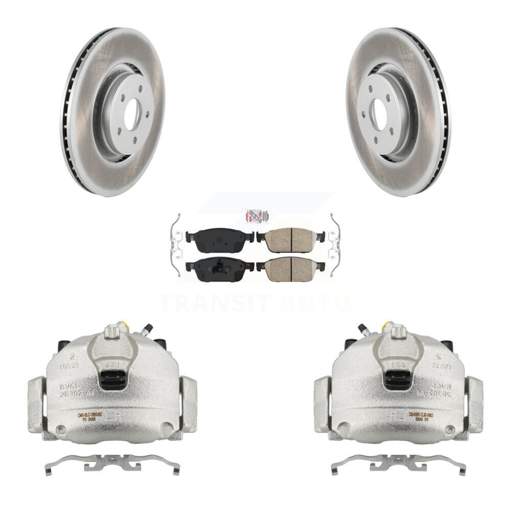 Front Disc Brake Caliper Coated Rotors And Ceramic Pads Kit For Lincoln MKC KCG-100545N