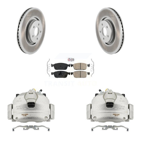 Front Disc Brake Caliper Coated Rotors And Ceramic Pads Kit For Lincoln MKC KCG-100545N