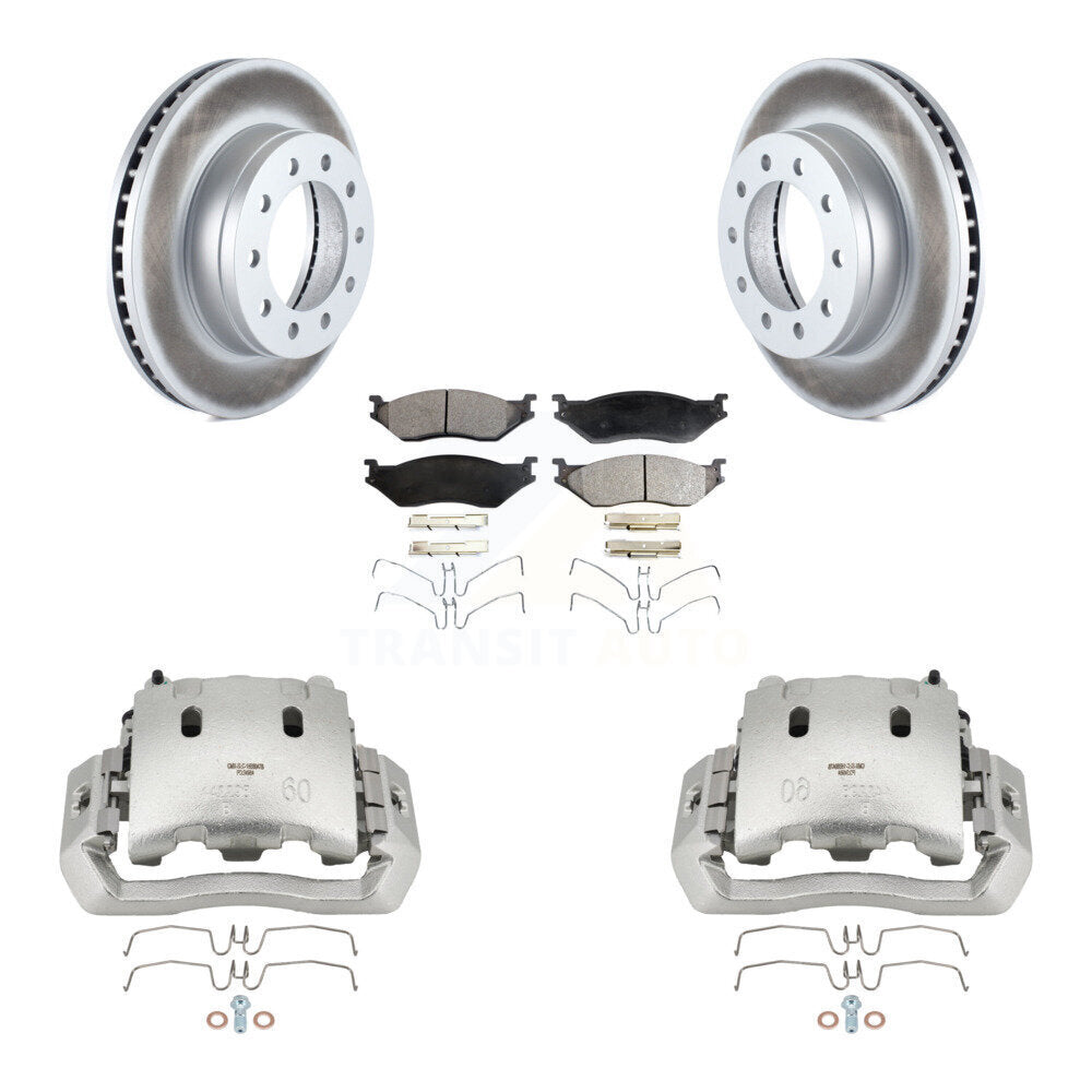 Front Brake Caliper Coat Rotor And Semi-Metallic Pad Kit For Ford F-450 Super Duty F-550 KCG-100546P