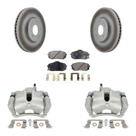 Front Disc Brake Caliper Coat Rotors And Ceramic Pad Kit For Hyundai Tucson Kia Sportage KCG-100546T