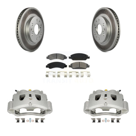 Front Disc Brake Caliper Coat Rotor Semi-Metallic Pad Kit For 2016 Chevrolet Suburban HD KCG-100547S