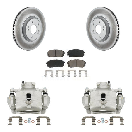 Front Disc Brake Caliper Coated Rotors And Ceramic Pads Kit For Hyundai Sonata KCG-100549C