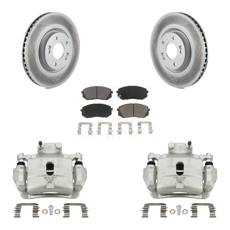 Front Disc Brake Caliper Coated Rotors And Ceramic Pads Kit For Hyundai Sonata KCG-100549C